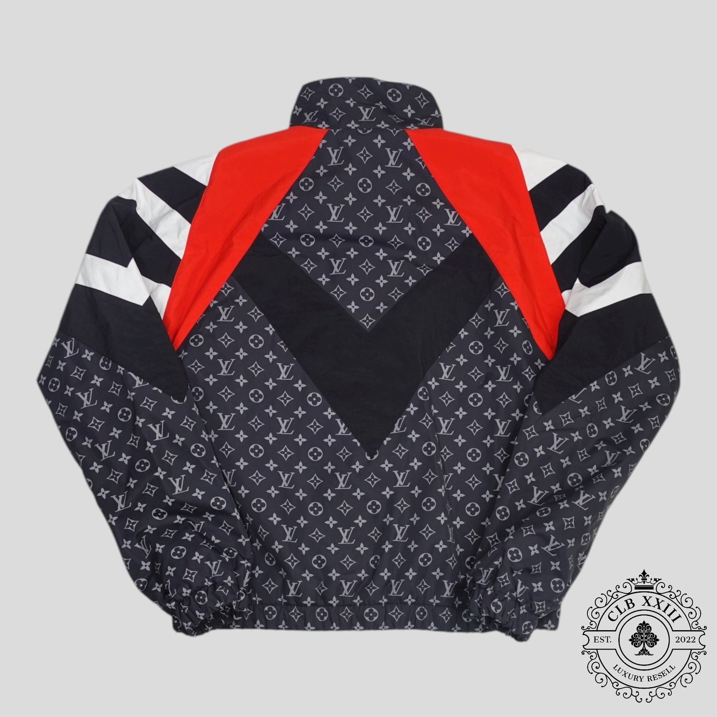 Louis Vuitton Monogram Nylon Printed Track Top in Black