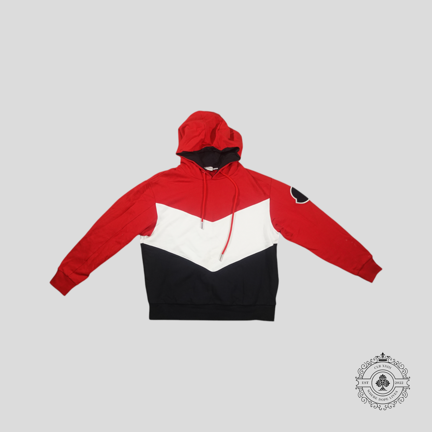 Moncler Tricolor Color Block Hoodie in Red/White/Blue