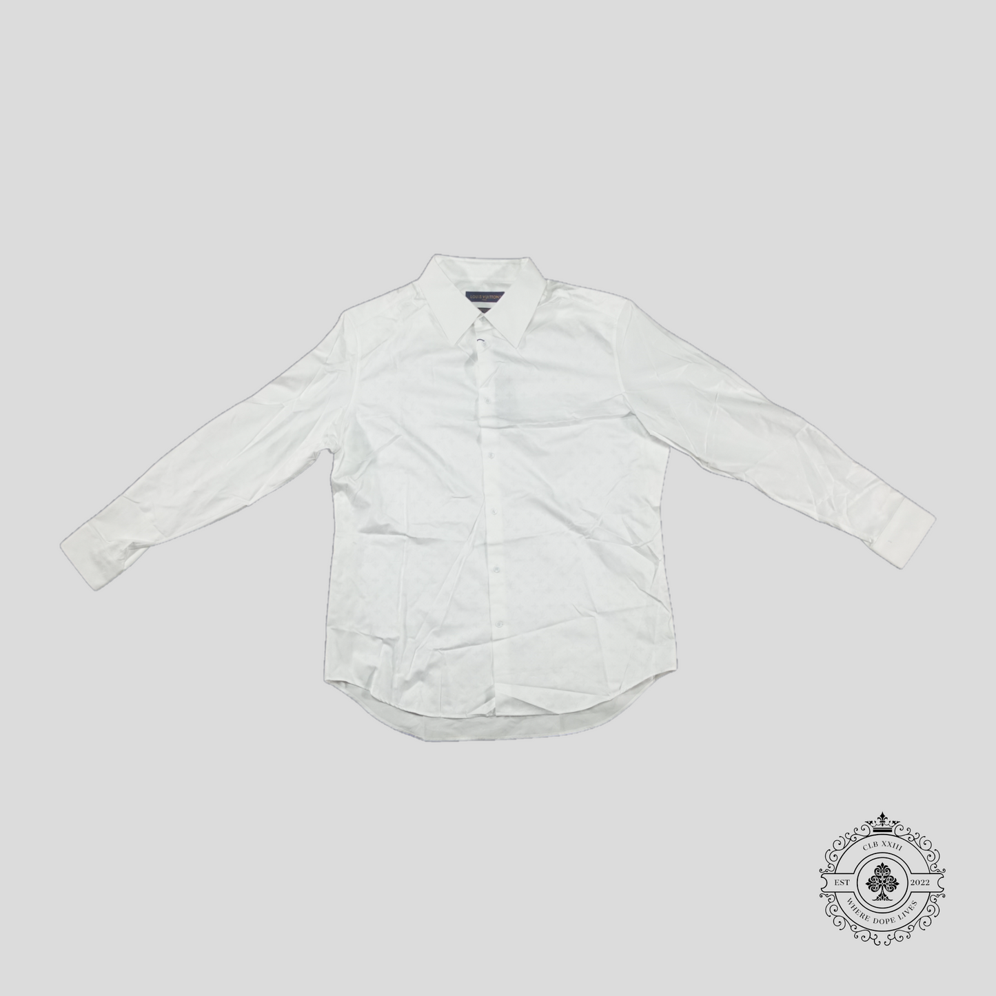 Louis Vuitton Monogram Long Sleeve Button Up in White