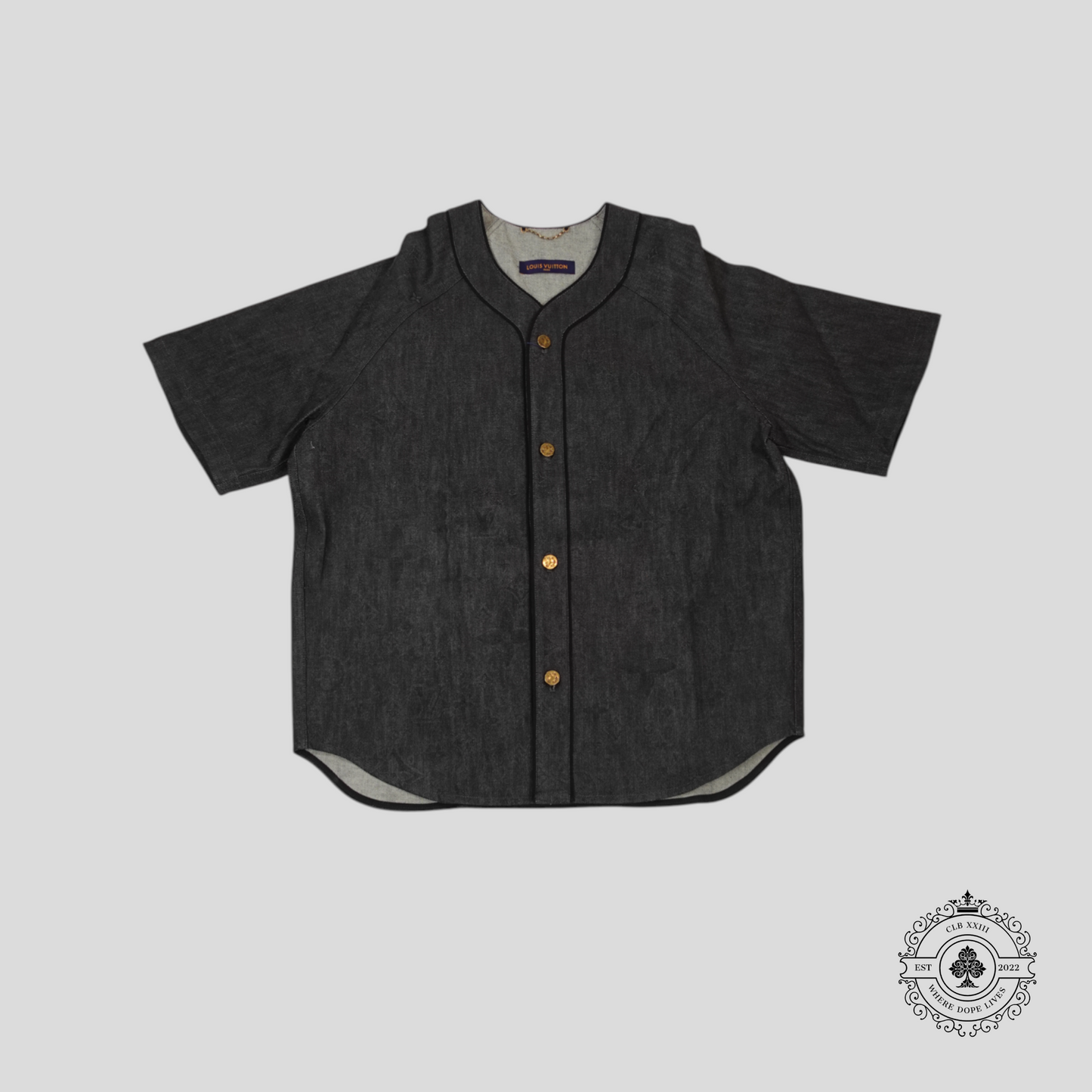 Louis Vuitton Embossed Monogram Baseball Denim Shirt in Black