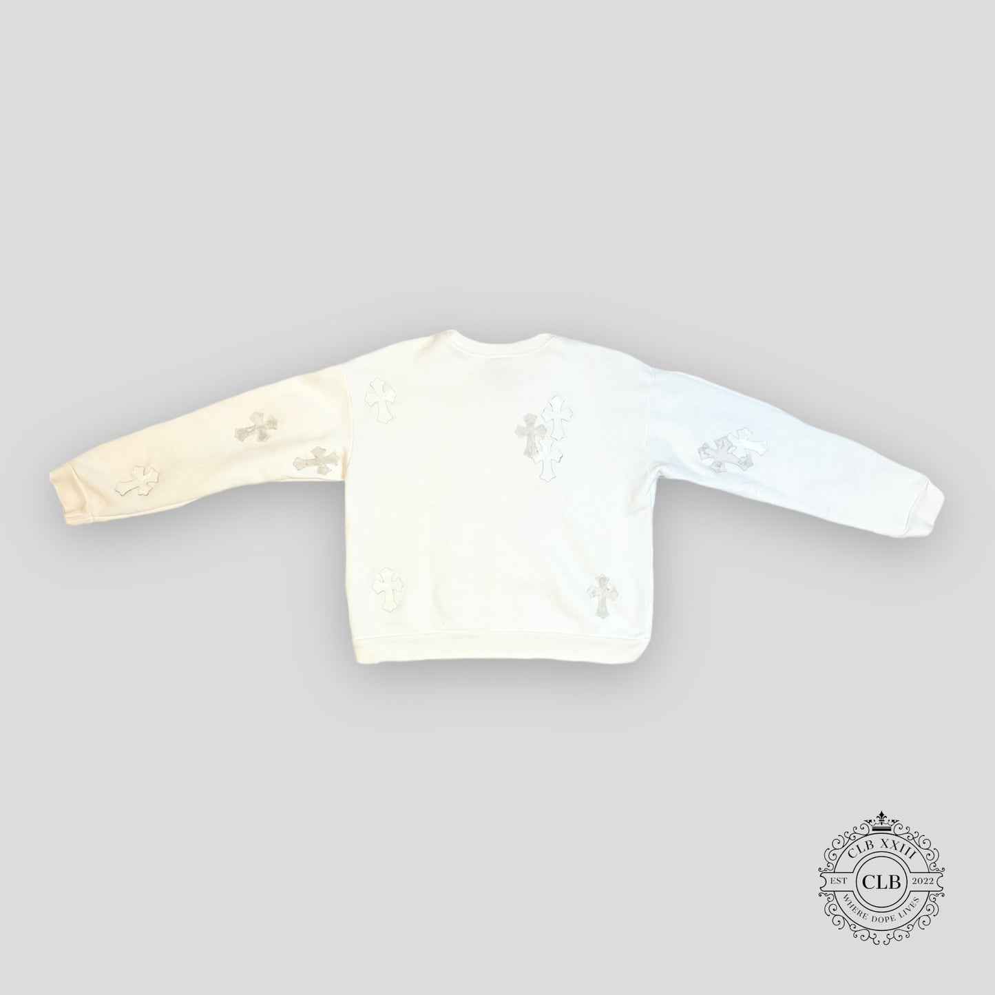 Chrome Hearts Cemetery Cross Patch Crewneck in White