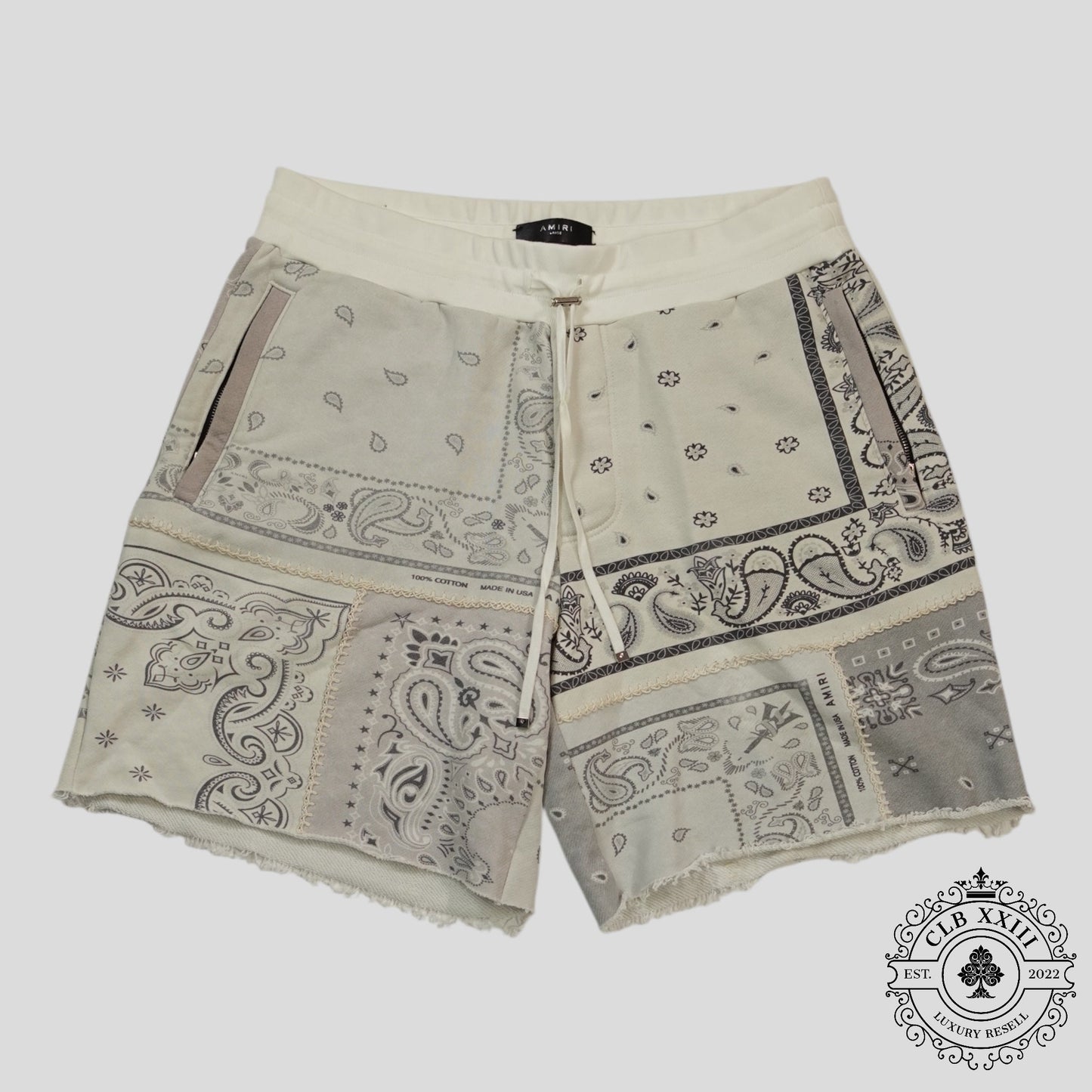 Amiri Bandana Reconstruct Shorts in White