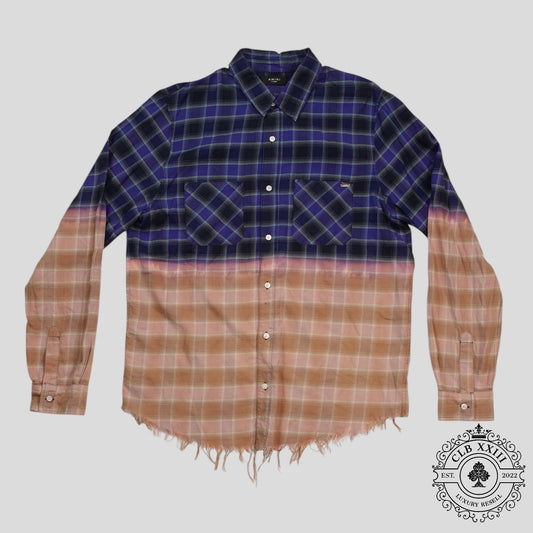 Amiri Bleached Flannel Button Up in Blue