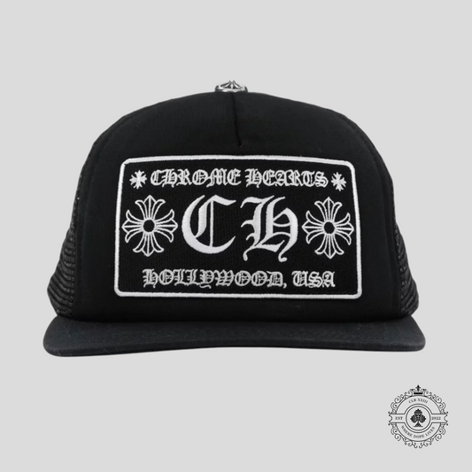 Chrome Hearts Kids Hollywood Trucker Hat in Black