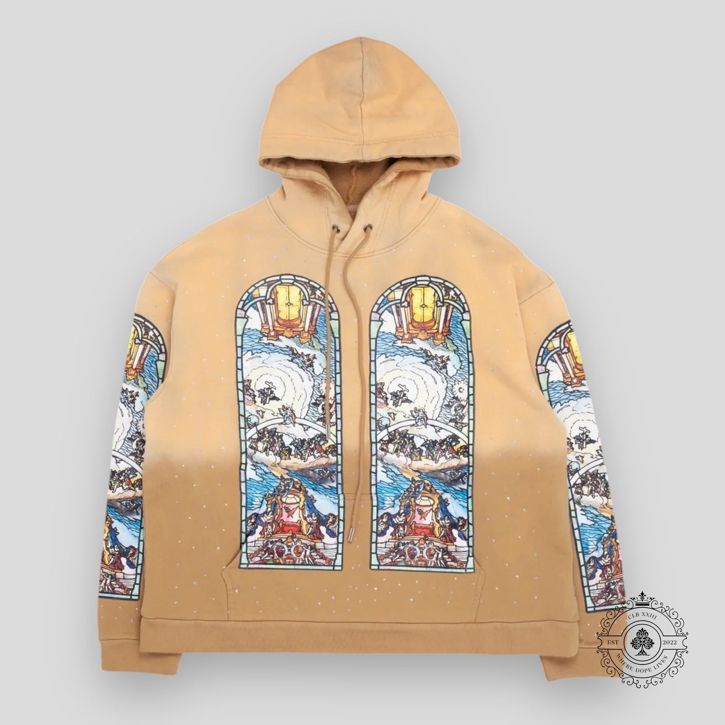 Who Decides War Chalice Embroidered Hooded Sweatshirt in Cream