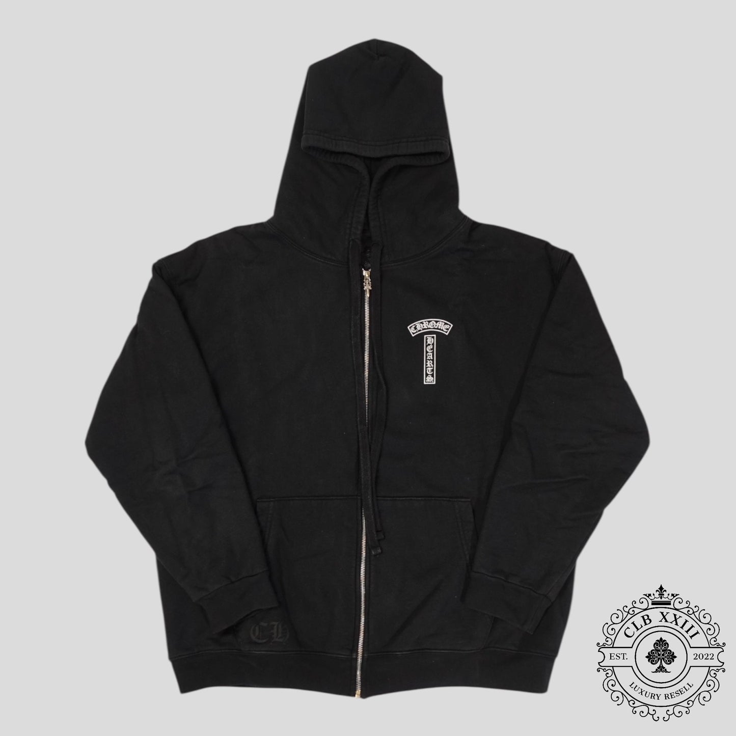 Chrome Hearts T Bar Logo Thermal Zip Up Hoodie in Black
