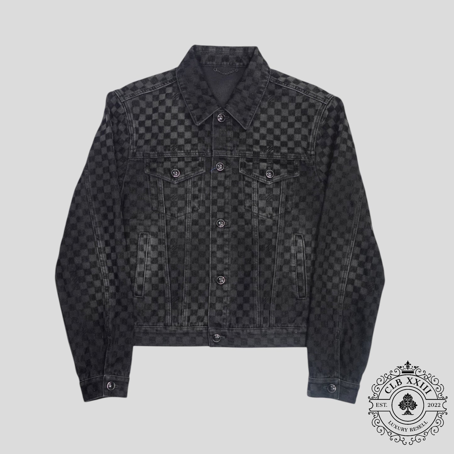 Louis Vuitton Damier Ultrablack Flocked Denim Trucker Jacket in Black