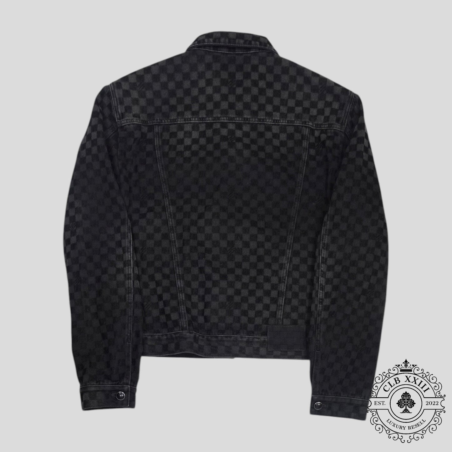 Louis Vuitton Damier Ultrablack Flocked Denim Trucker Jacket in Black
