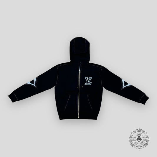Louis Vuitton Monogram Flower Graphic Intarsia Zipped Hoodie in Black