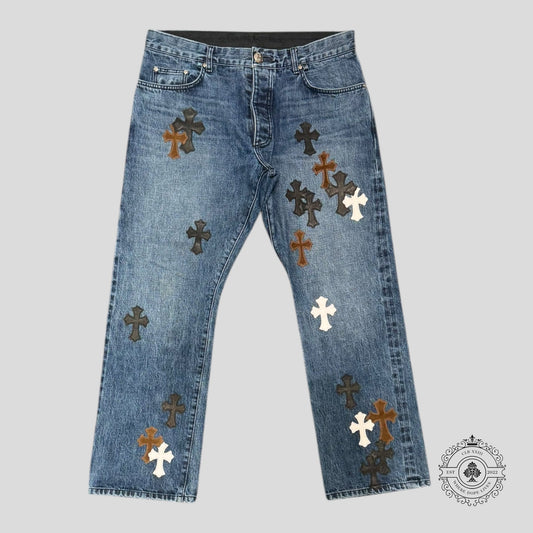 Chrome Hearts Indigo Denim Cross Patch Jeans
