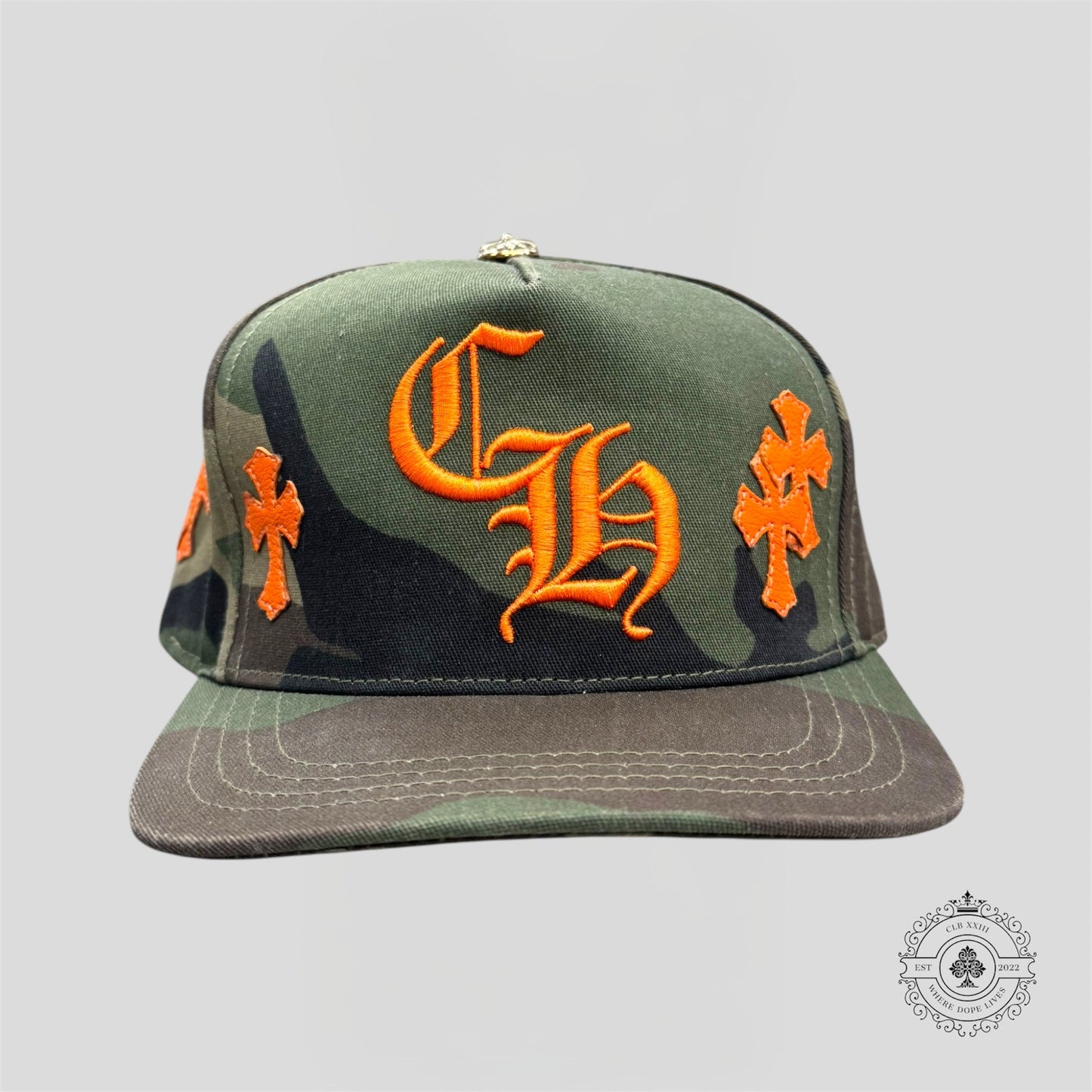Chrome Hearts Cross Patch Hat in Camo / Orange