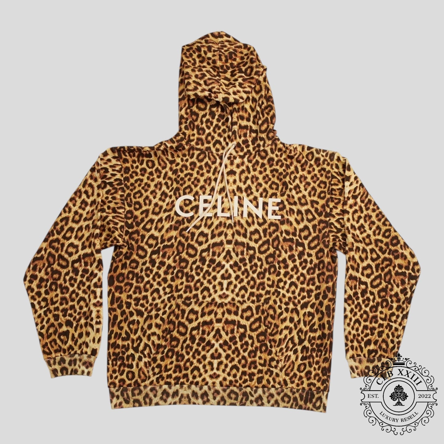 Celine Homme Logo Hoodie in Leopard