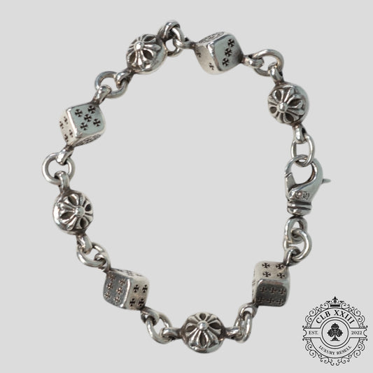 Chrome Hearts Dice and Crossball Bracelet in Silver