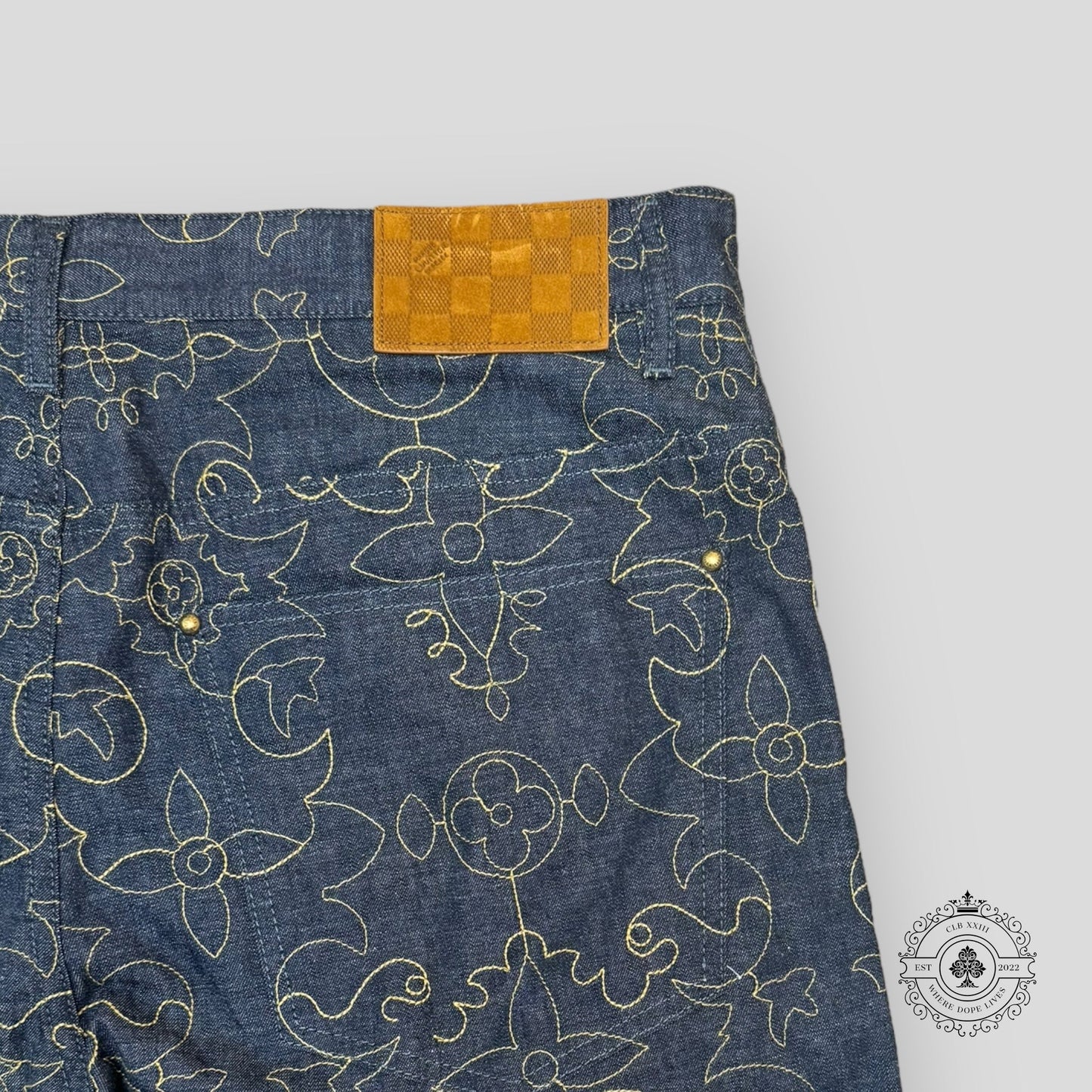 Louis Vuitton Arabesque Embroidered Denim Jeans