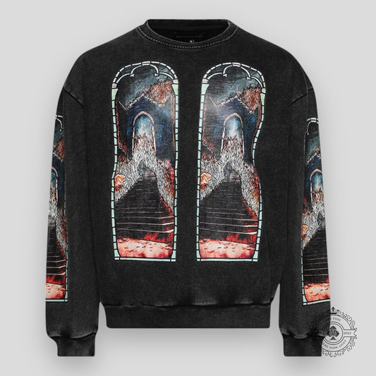Who Decides War Descent Crewneck Sweater In Vintage Grey