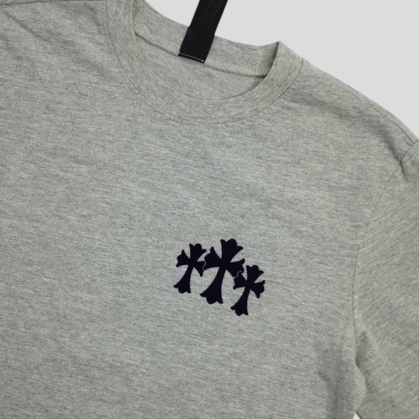 Chrome Hearts Triple Cross Flocked Long Sleeve in Grey
