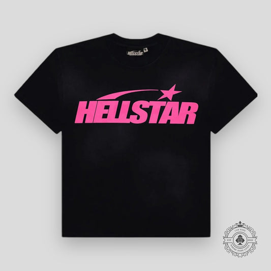 Hellstar Classic Logo T-shirt in Black / Pink