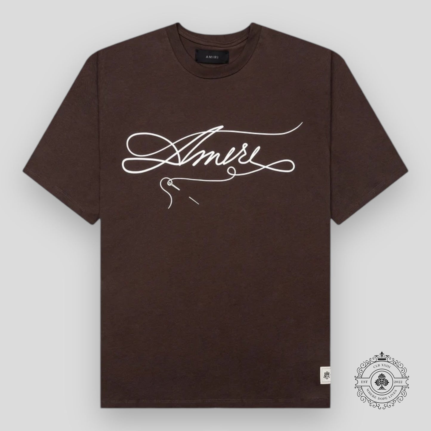 Amiri Stitch Tee in Shaved Chocolate