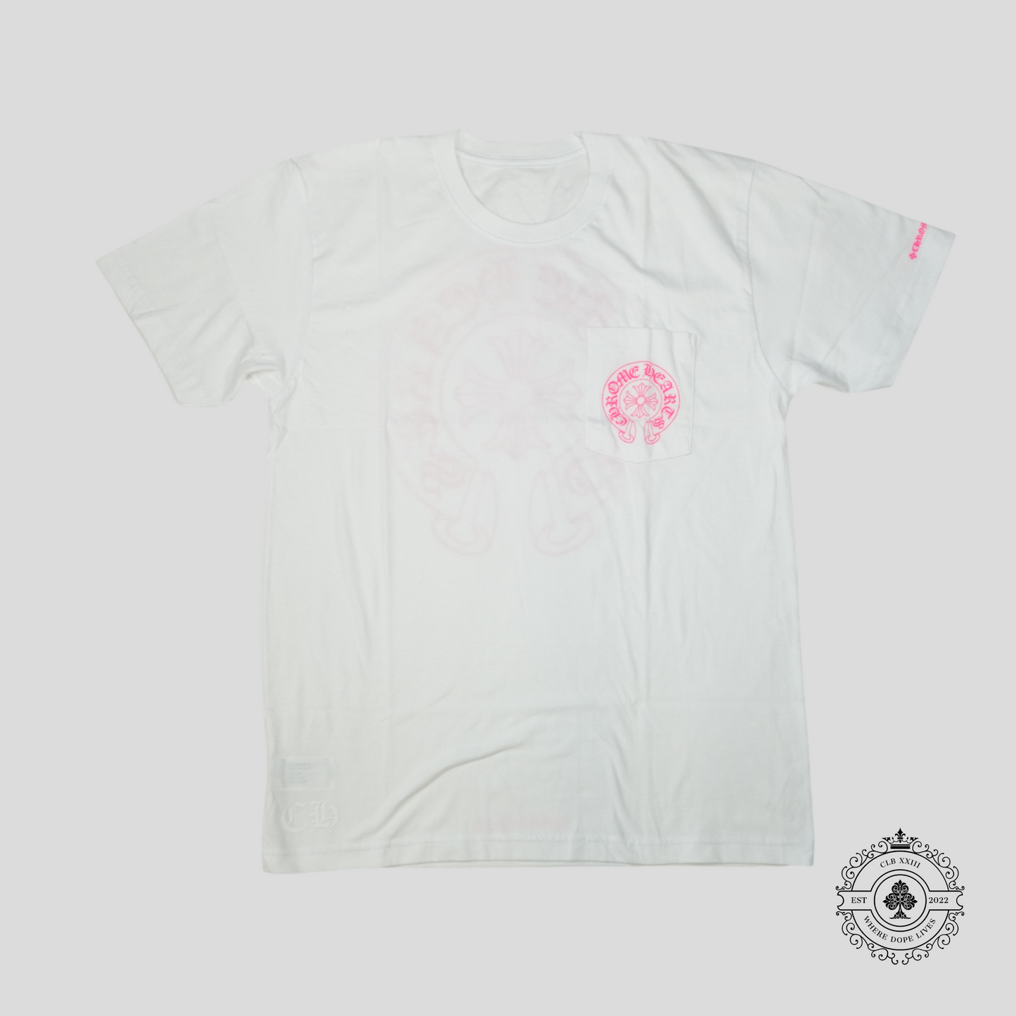 Chrome Hearts Horseshoe Logo Tee in White/Pink