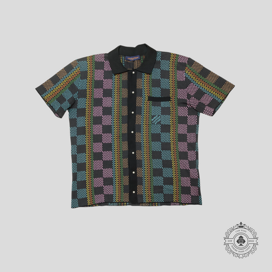 Louis Vuitton Damier Jacquard Pearl-Effect Button Up Knit Shirt