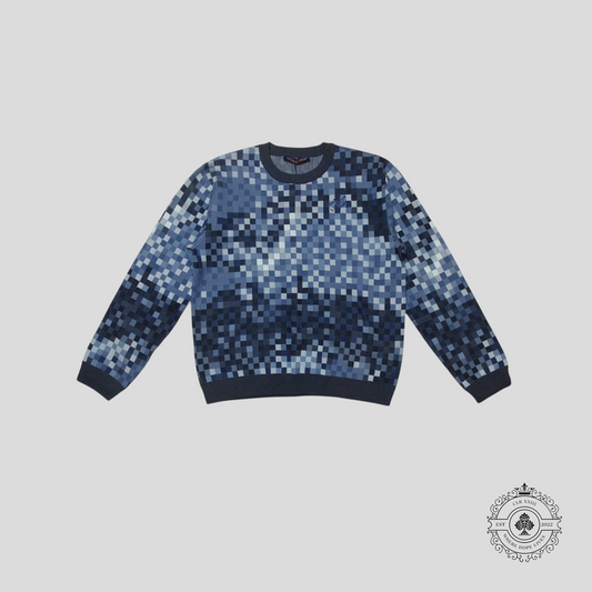 Louis Vuitton LV Lovers Damoflage Jacquard Pullover in Blue