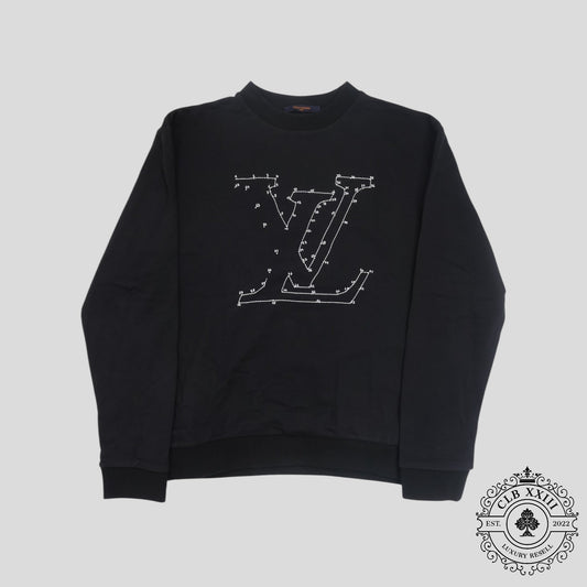 Louis Vuitton LV Stich Print Embroidered Crewneck in Black