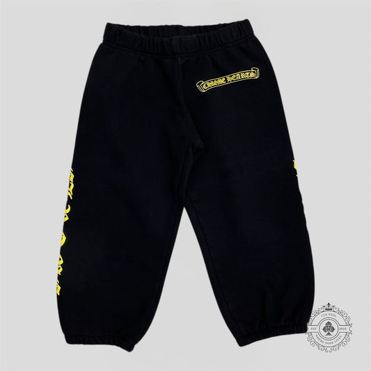 Chrome Hearts Scroll Logo Kids Sweatpants in Black/Yellow
