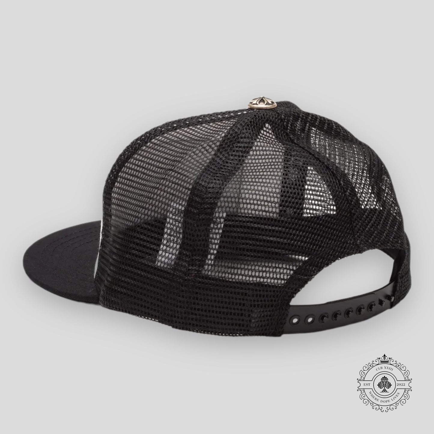 Chrome Hearts Foti Patch Trucker Hat in White / Black