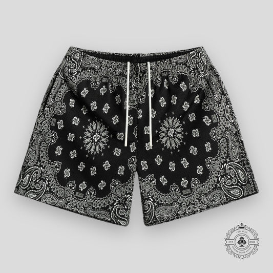 Bravest Studios Paisley Two-Tone Shorts in Black
