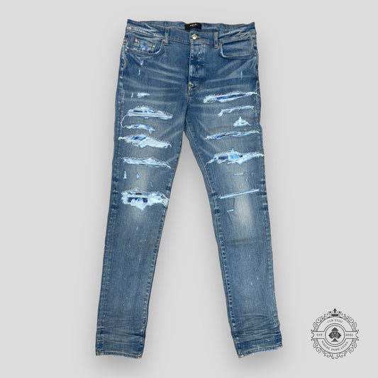 Amiri Tie Dye Bandana Thrasher Jeans in Clay Indigo