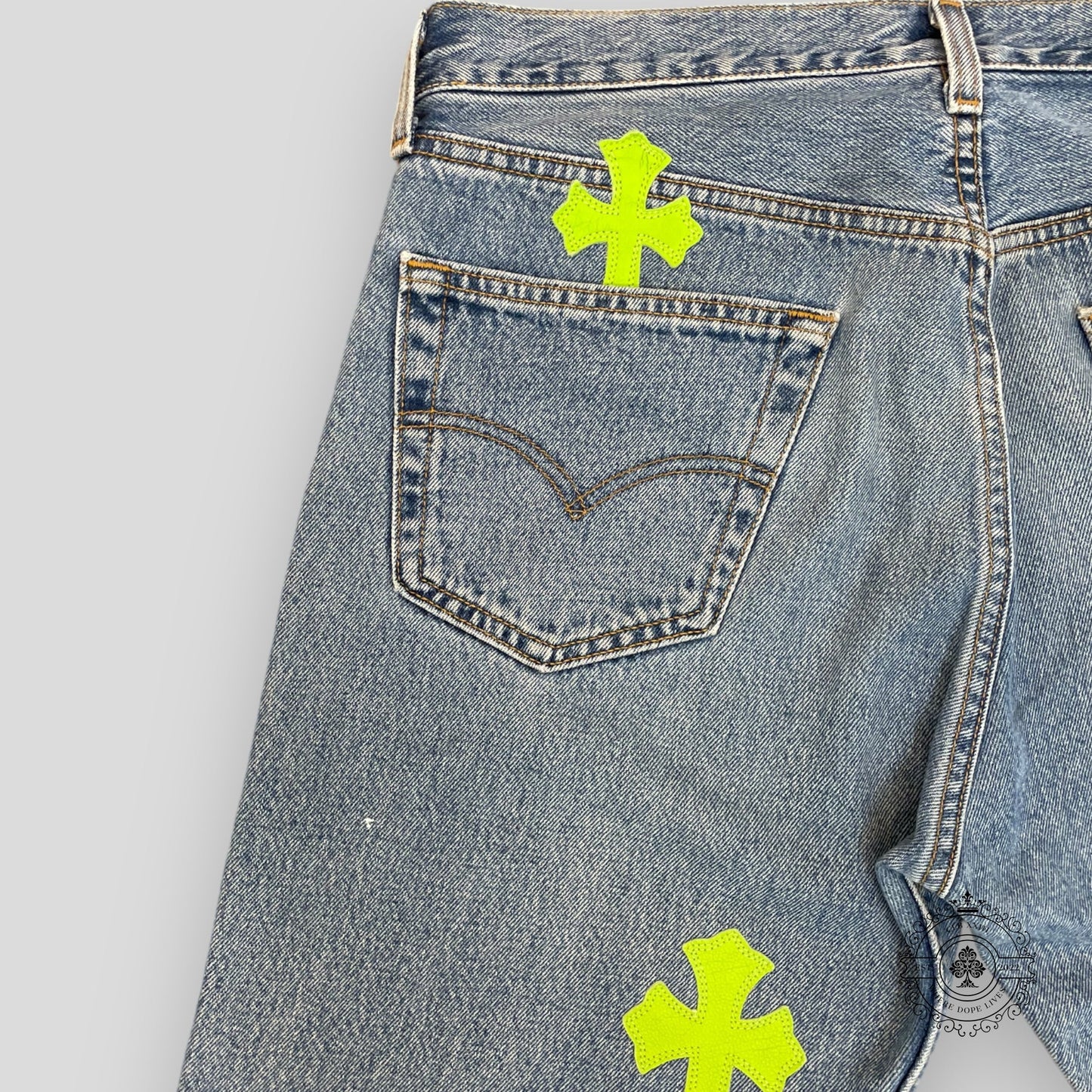 Chrome Hearts Cross Patch Jeans Green/White