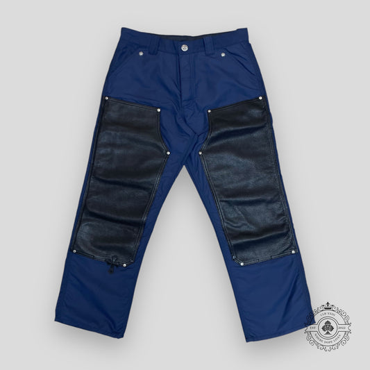 Chrome Hearts Leather Knee Carpenter Pants in Navy