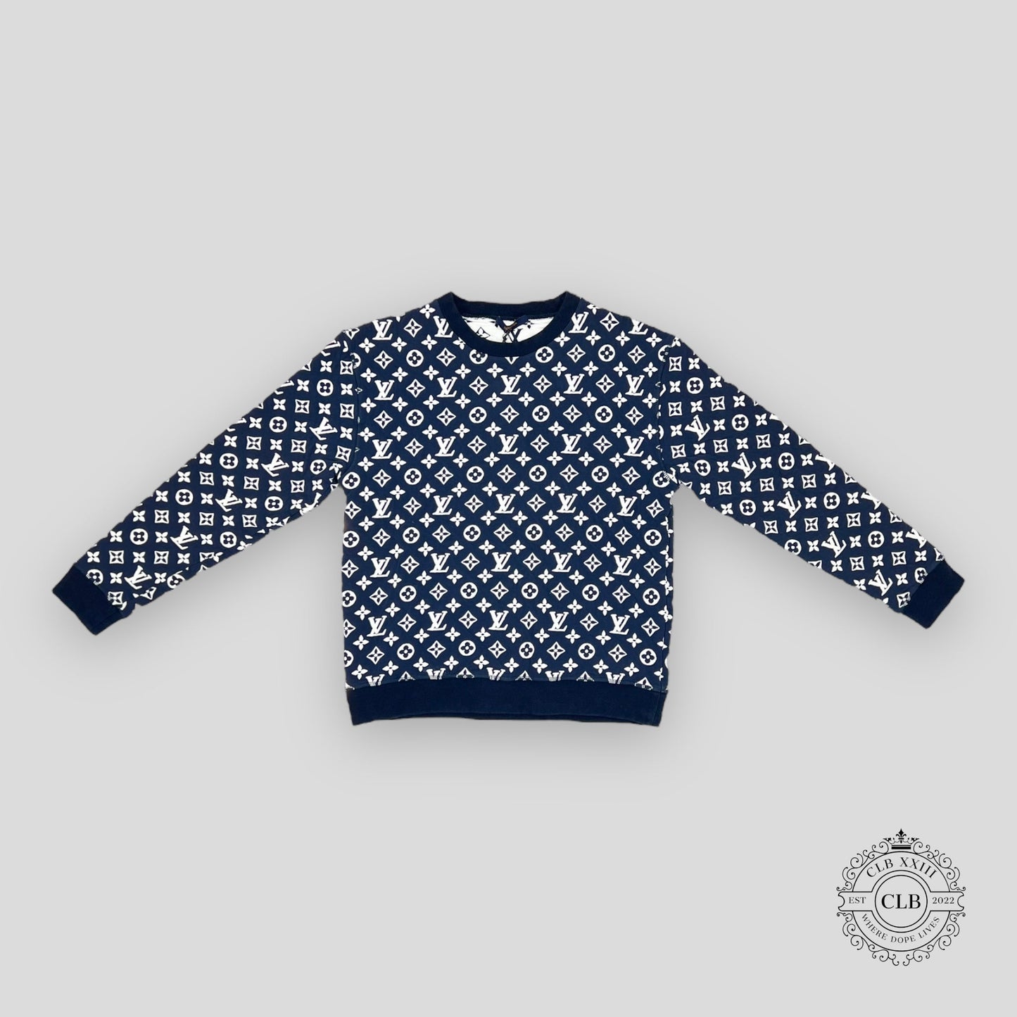 LOUIS VUITTON FULL MONOGRAM JACQUARD CREWNECK - NAVY