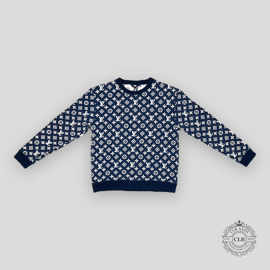 LOUIS VUITTON FULL MONOGRAM JACQUARD CREWNECK - NAVY