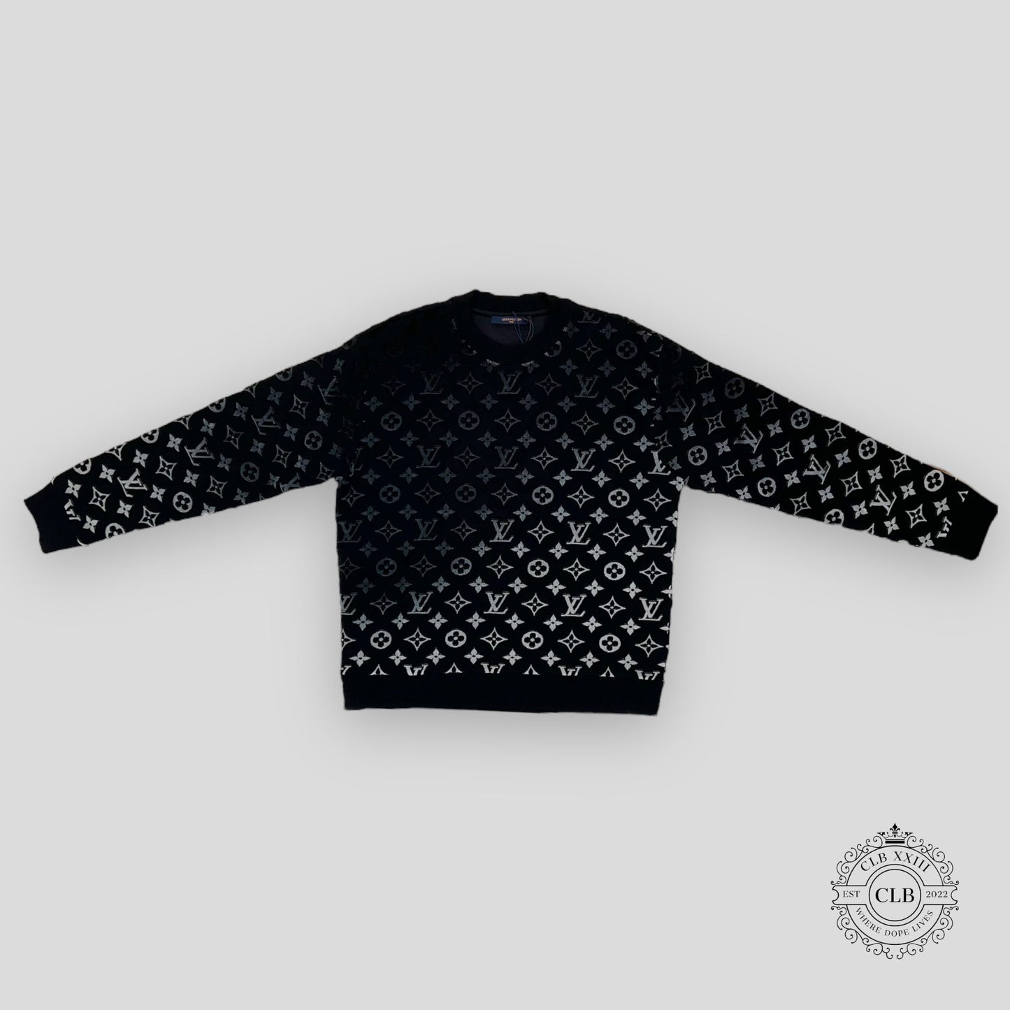 Louis Vuitton Gradient Monogram Fil Coupe Crewneck in Black