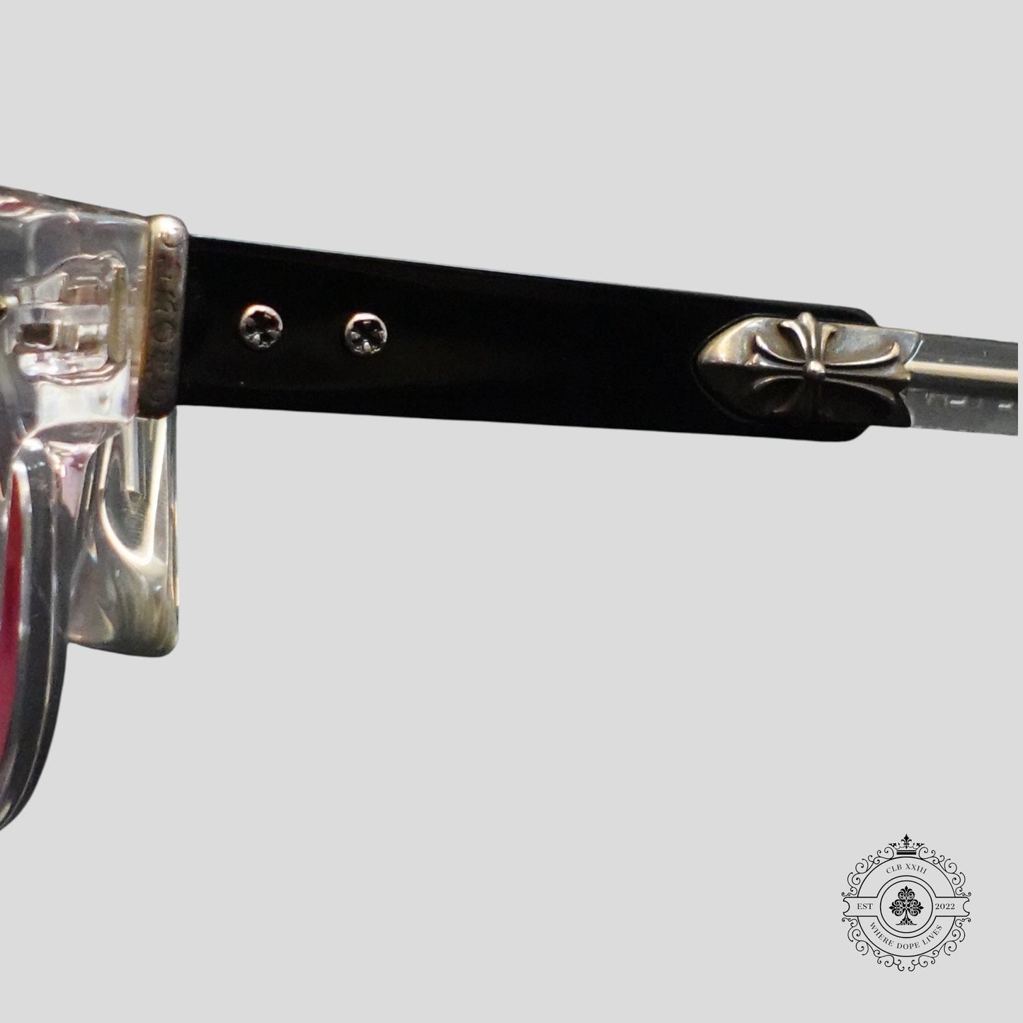 Chrome Hearts Jenna Tail Yea Glasses in Clear/Silver