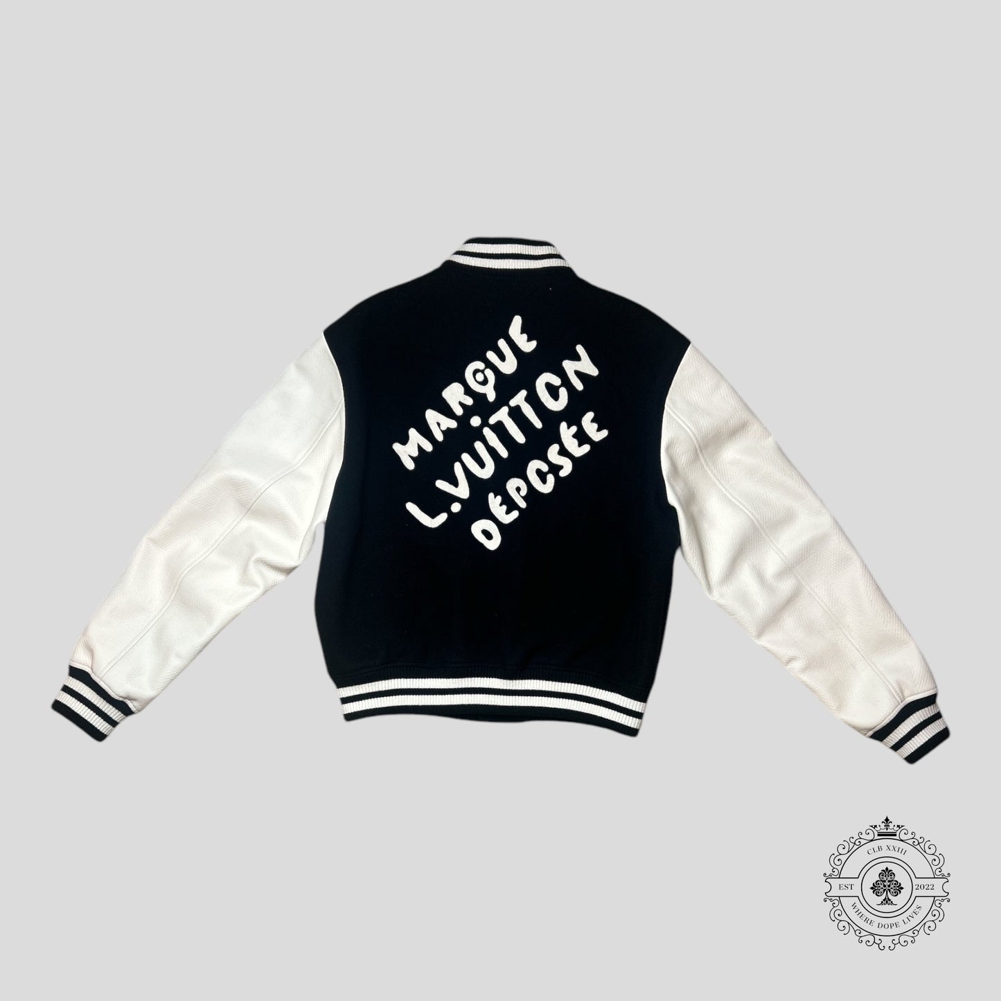 Louis Vuitton Marque Deposee Varsity Jacket in Black/White