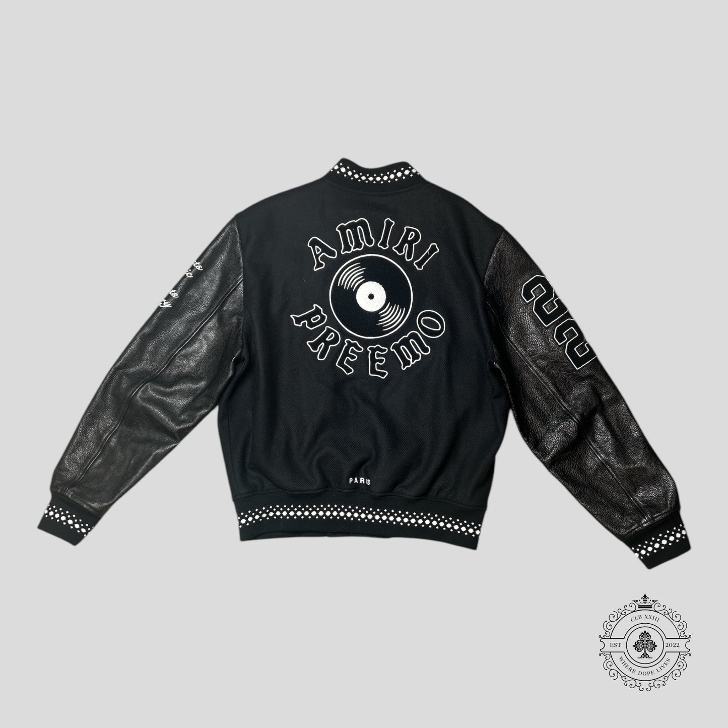 Amiri X DJ Premier Varsity Jacket in Black