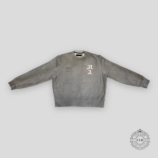 AMIRI WES LANG SOLAR KINGS CREWNECK - HEATHER GREY
