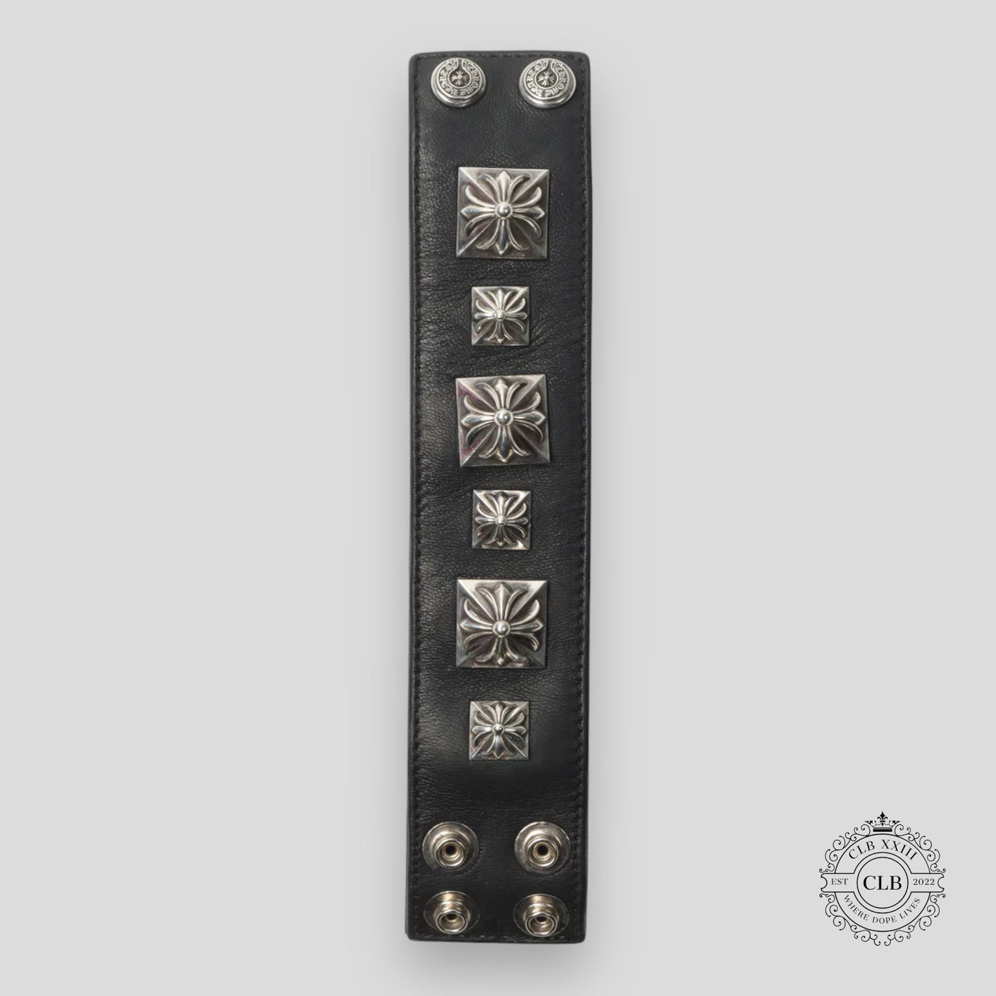 CHROME HEARTS WIDE LEATHER BRACELET - BLACK
