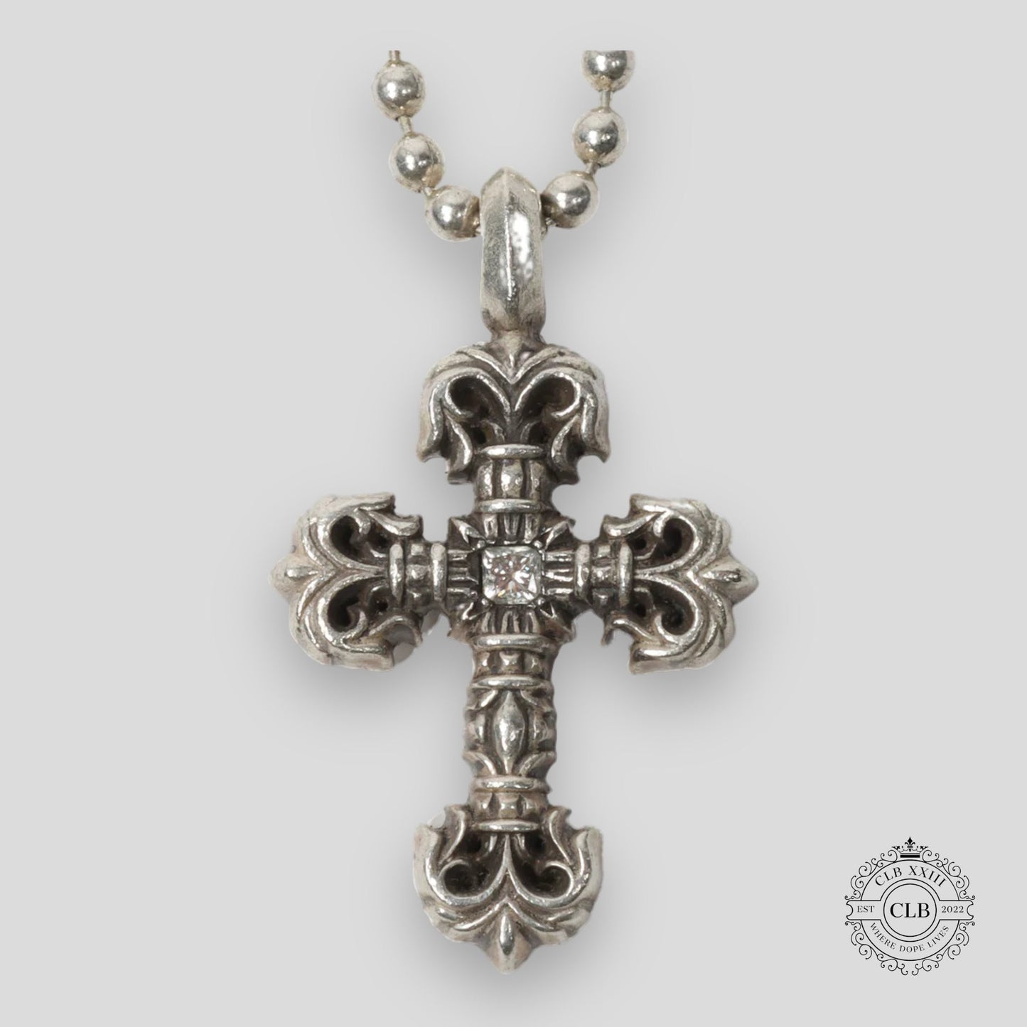 Chrome Hearts Diamond Embellished Tiny Filigree Pendant