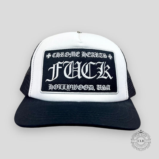 Chrome Hearts Fuck Hollywood Tucker Hat in White